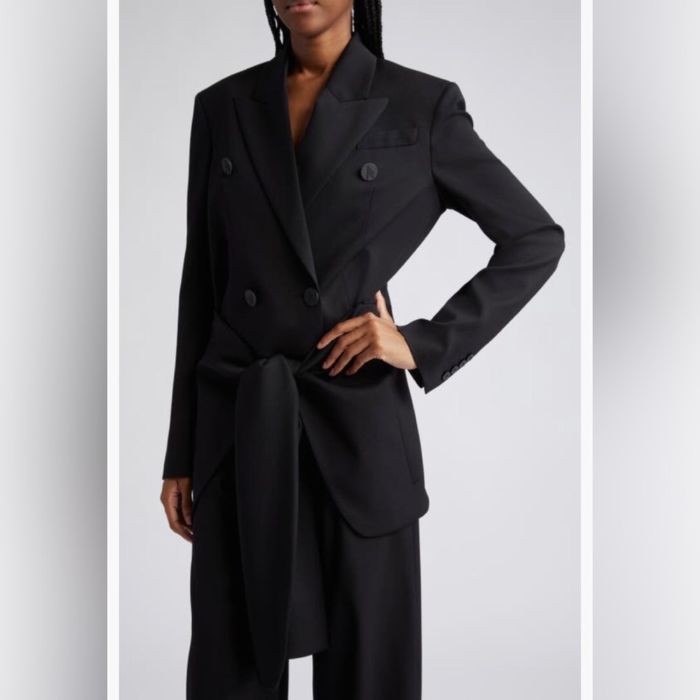 NWT $1700 The Attico Knotted Detail Stretch Wool Blazer 0 US / 38 IT, BLACK! - Picture 5 of 8